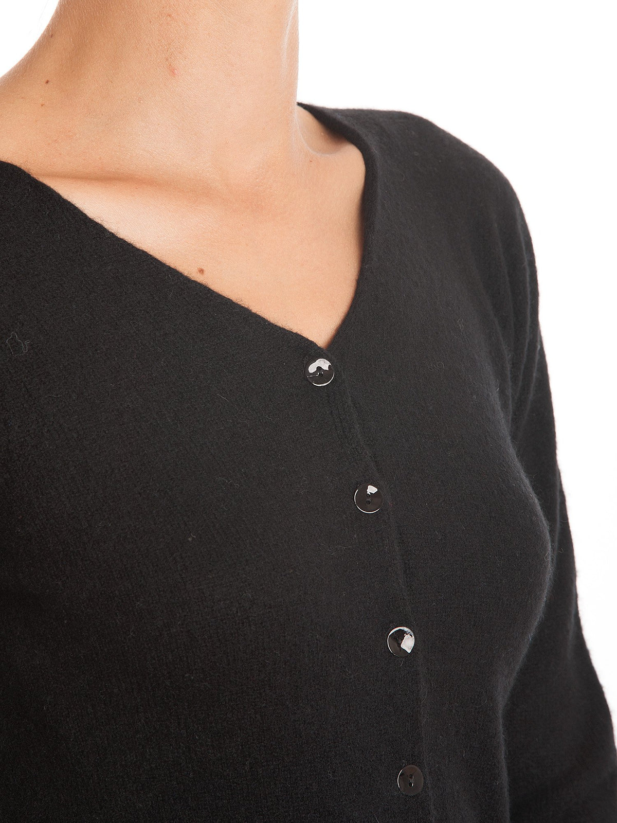 Strickjacke aus 100 % Kaschmir, Farbe Schwarz, Ansicht 3 | Dalle Piane Cashmere