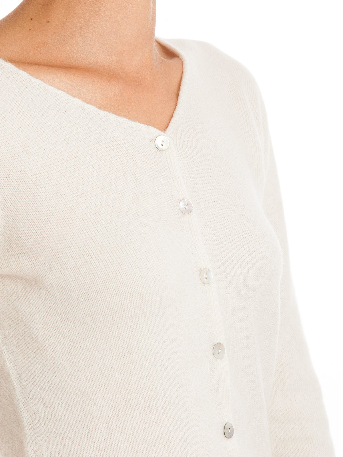Strickjacke aus 100 % Kaschmir, Farbe Creme, Ansicht 3 | Dalle Piane Cashmere