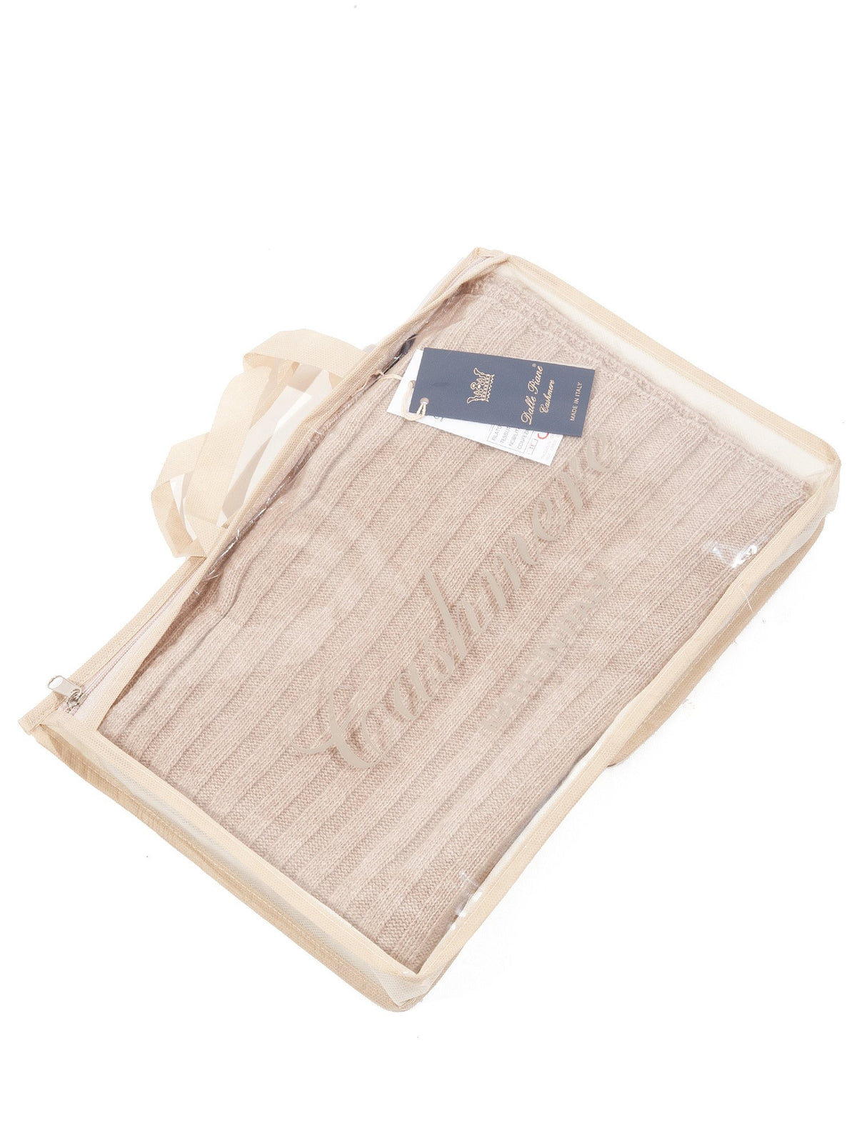 Schal und Mütze Set aus Kaschmirmischung, Farbe Creme, Ansicht 6 | Dalle Piane Cashmere
