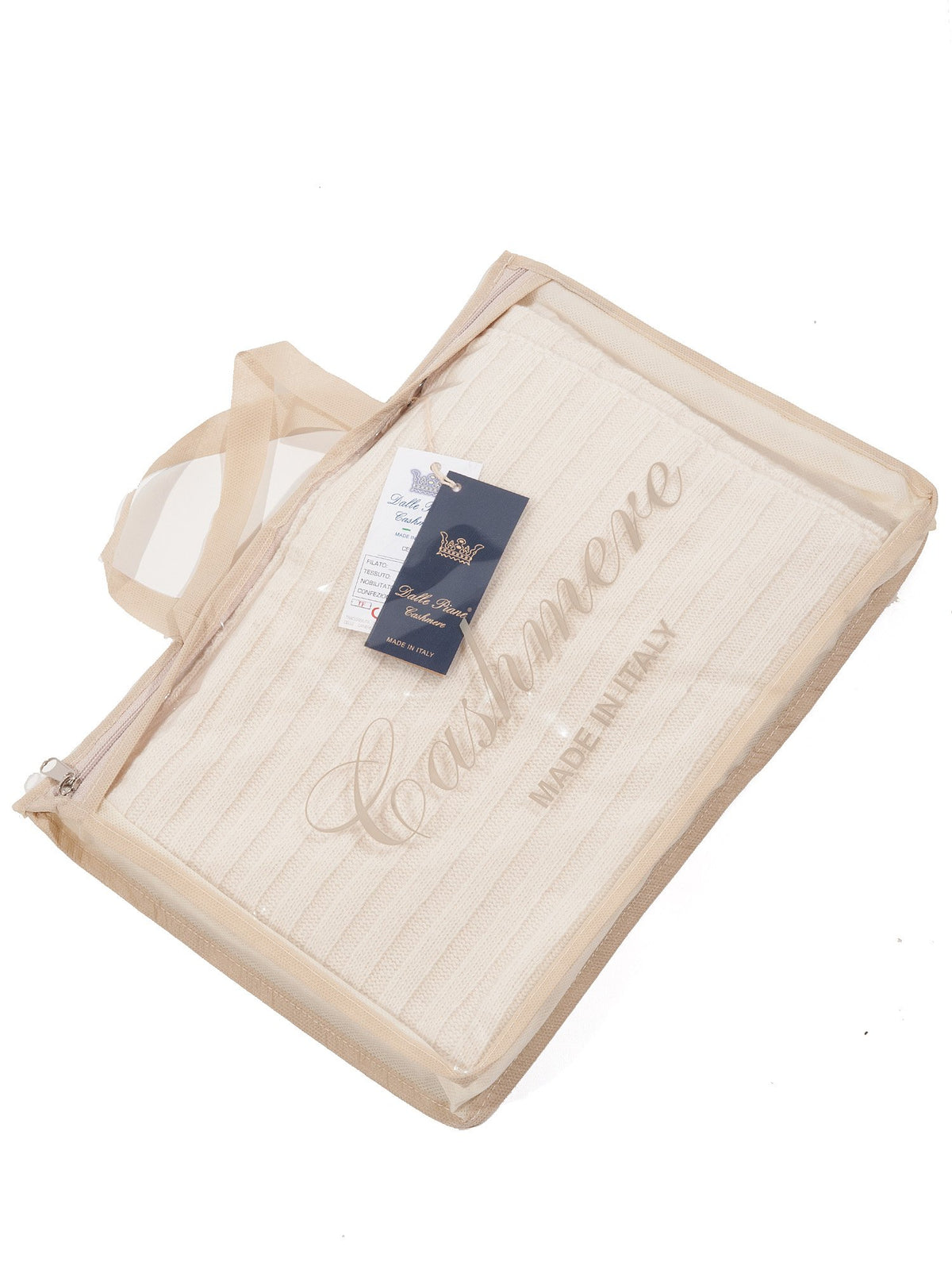 Schal und Mütze Set aus Kaschmirmischung, Farbe Creme, Ansicht 5 | Dalle Piane Cashmere