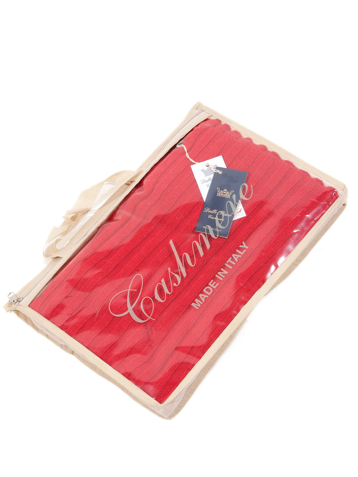 Schal und Mütze Set aus Kaschmirmischung, Farbe Rot, Ansicht 5 | Dalle Piane Cashmere