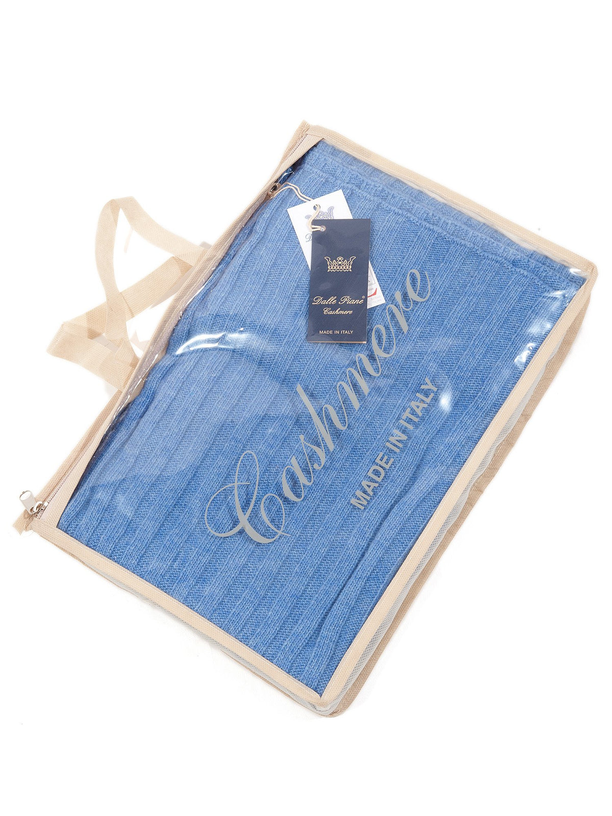 Schal und Mütze Set aus Kaschmirmischung, Farbe Hellblau, Ansicht 4 | Dalle Piane Cashmere