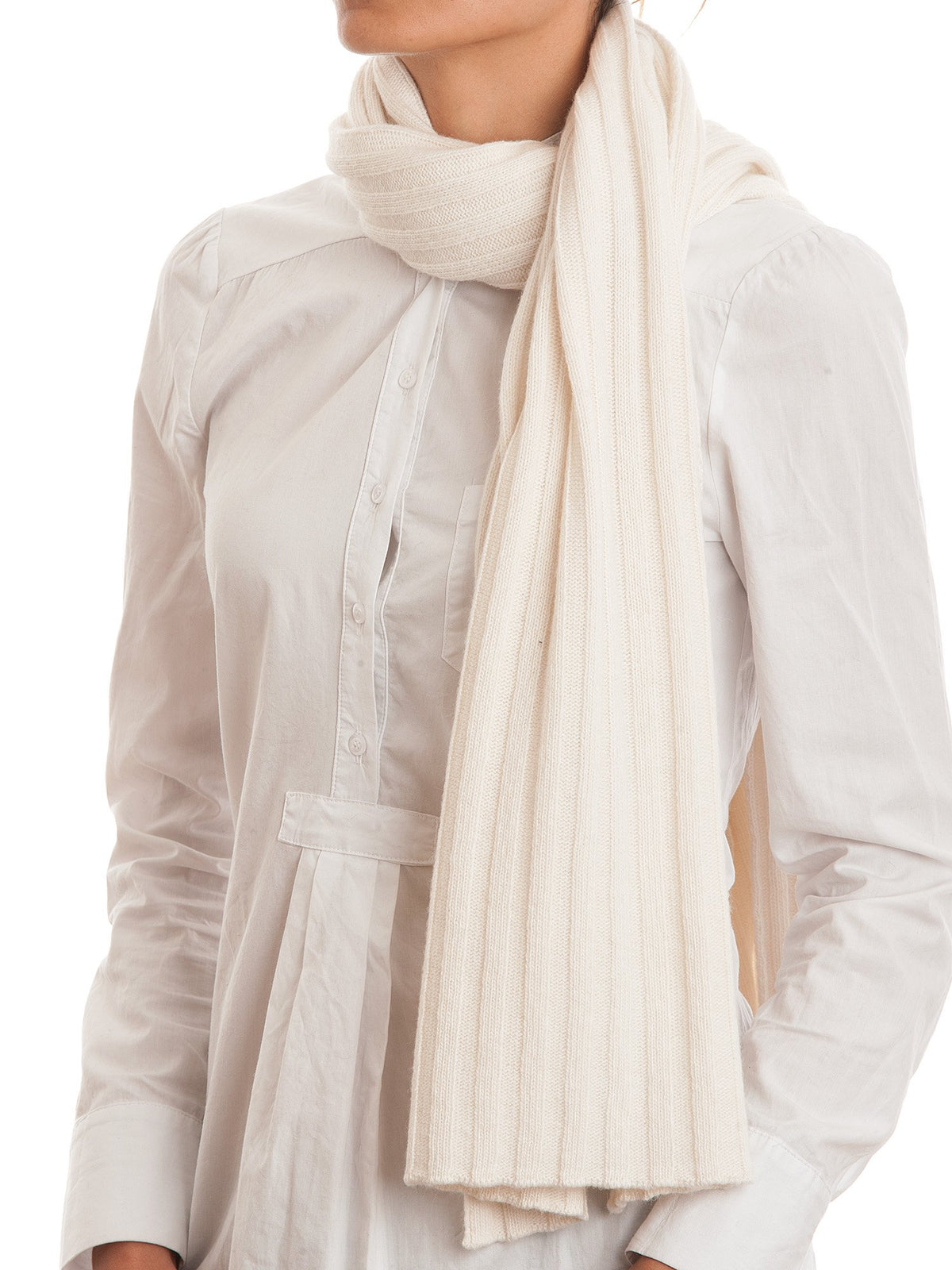 Schal und Mütze Set aus Kaschmirmischung, Farbe Creme, Ansicht 2 | Dalle Piane Cashmere