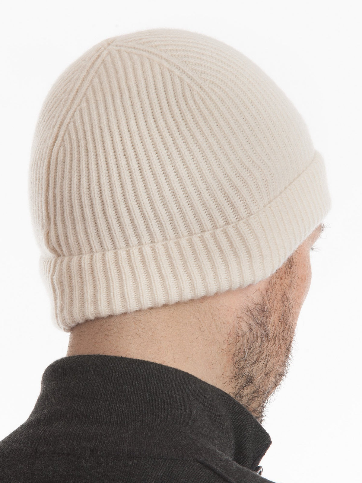 Herrenmütze aus 100 % Kaschmir im englischen Patentmuster, Farbe Creme | Dalle Piane Cashmere
