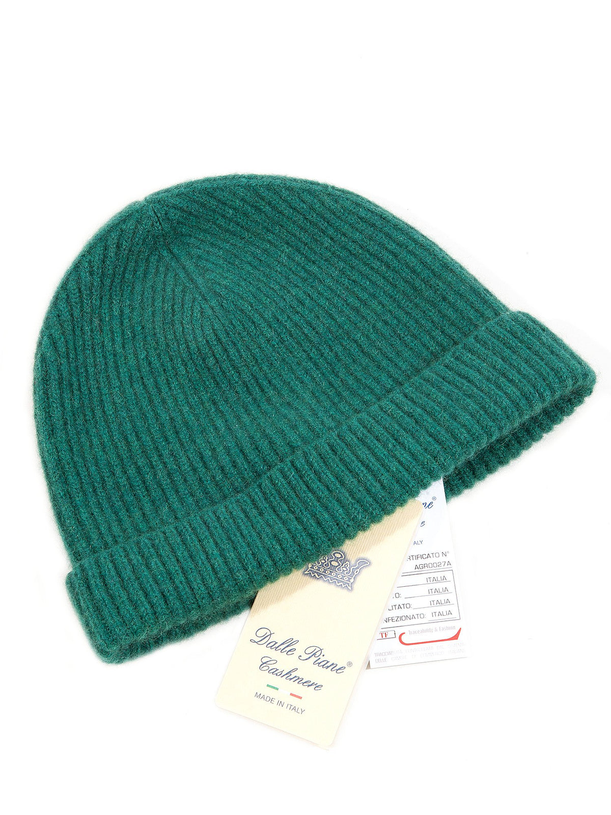 Herrenmütze aus 100 % Kaschmir im englischen Patentmuster, Farbe Grün, Ansicht 2 | Dalle Piane Cashmere