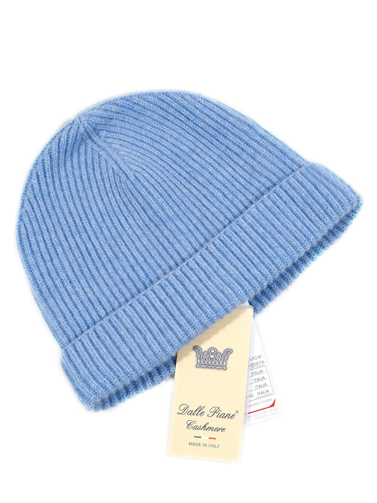 Herrenmütze aus 100 % Kaschmir im englischen Patentmuster, Farbe Himmel, Ansicht 2 | Dalle Piane Cashmere