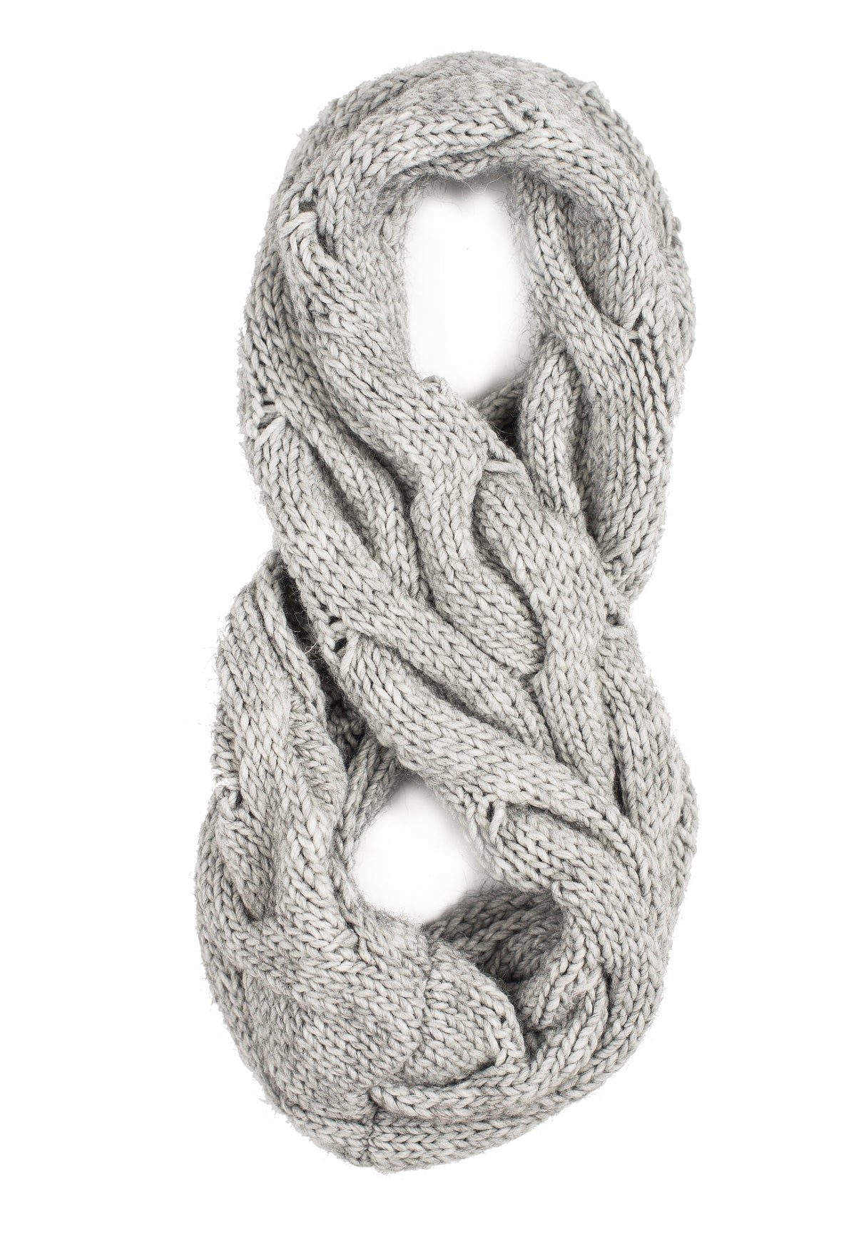 Schal mit Zöpfen, Farbe Grau, Ansicht 4 | Dalle Piane Cashmere