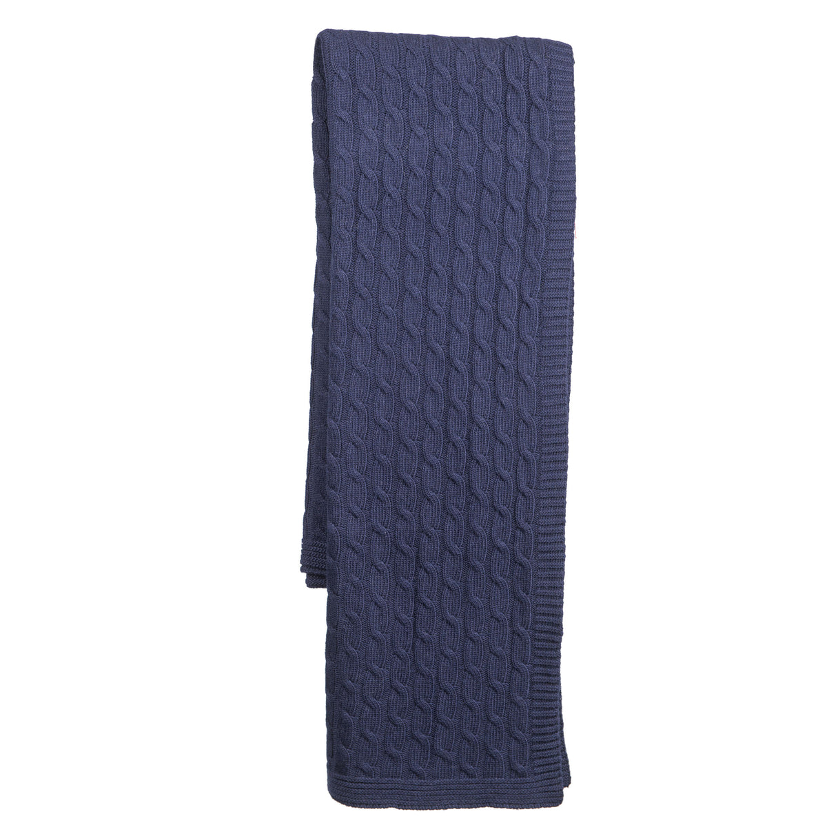 Plaid mit Zopfmuster aus Kaschmirmischung, Farbe Blau | Dalle Piane Cashmere
