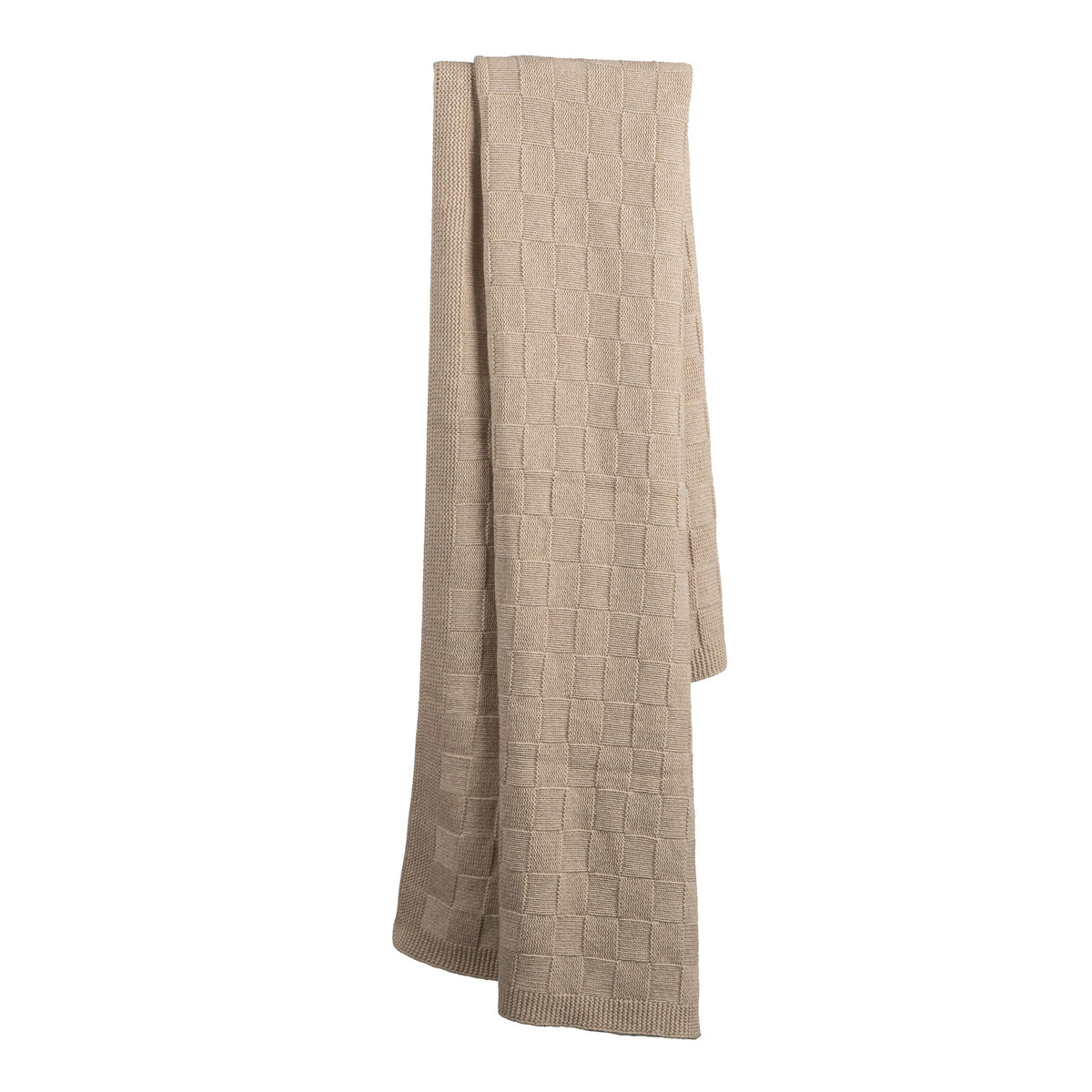 Wohndecke aus Kaschmirmischung mit Schachbrettmuster, Farbe Beige | Dalle Piane Cashmere