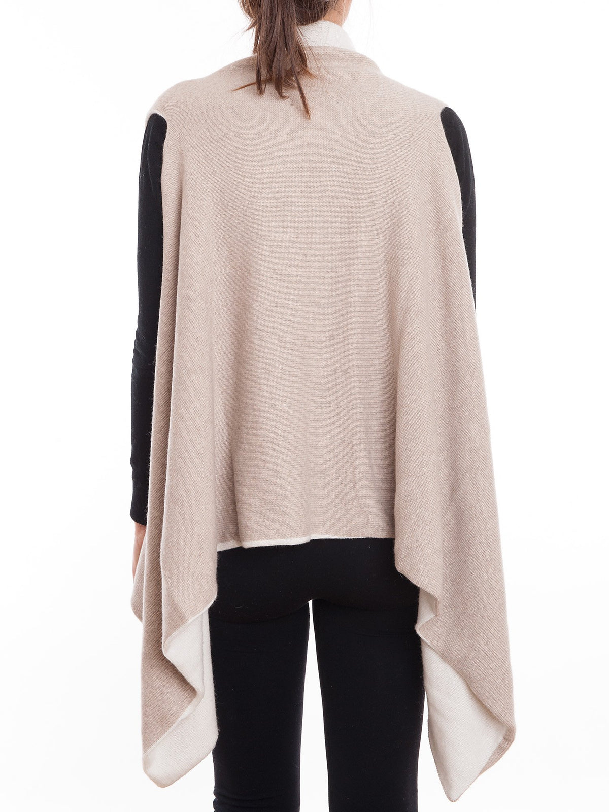 Zweifarbiges Cape aus Kaschmirmischung, wendbar, Farbe Beige Creme, Ansicht 2 | Dalle Piane Cashmere