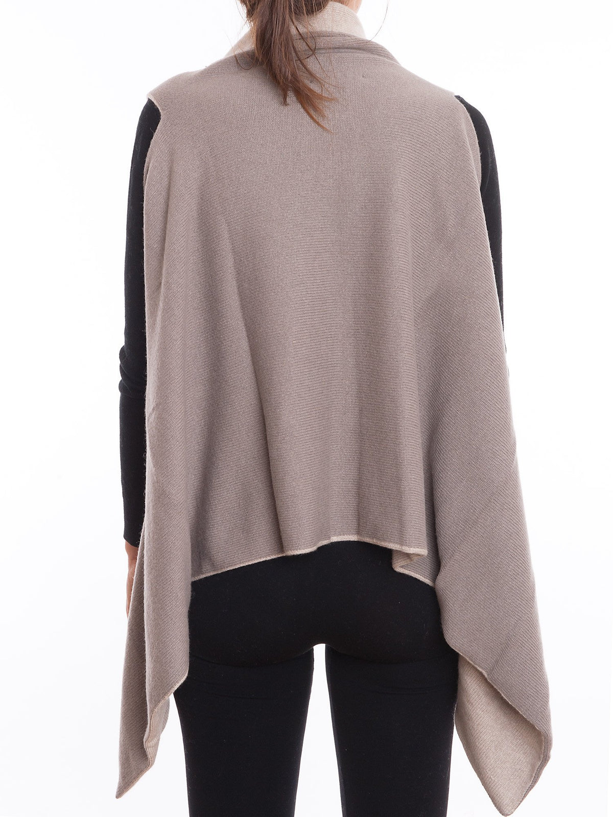 Zweifarbiges Cape aus Kaschmirmischung, wendbar, Farbe Nerz Beige, Ansicht 2 | Dalle Piane Cashmere