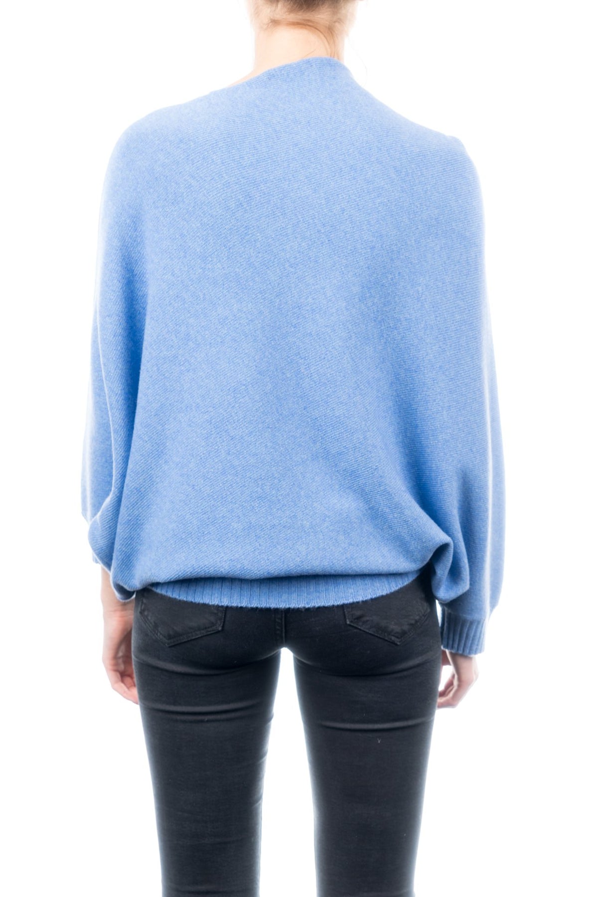 Poncho mit Ärmeln aus Kaschmirmischung, Farbe Hellblau, Ansicht 3 | Dalle Piane Cashmere