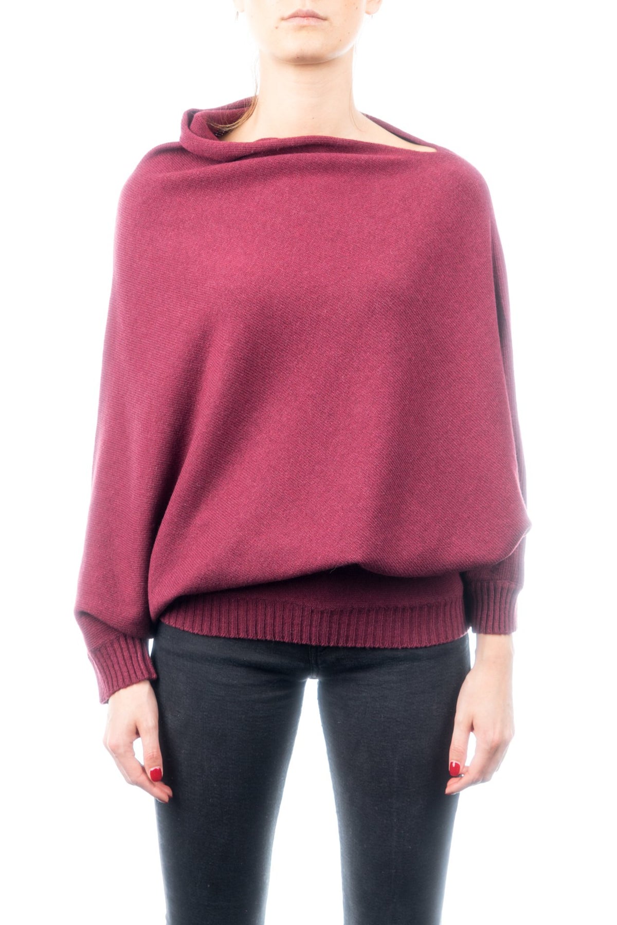Poncho mit Ärmeln aus Kaschmirmischung, Farbe Bordeaux | Dalle Piane Cashmere