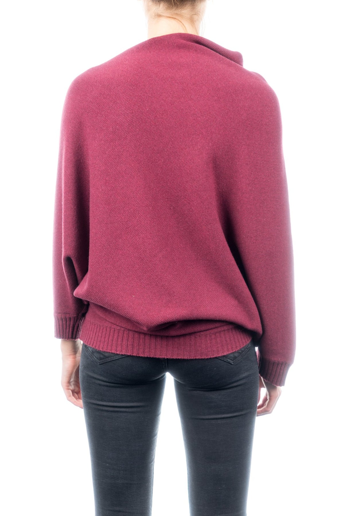 Poncho mit Ärmeln aus Kaschmirmischung, Farbe Bordeaux, Ansicht 3 | Dalle Piane Cashmere