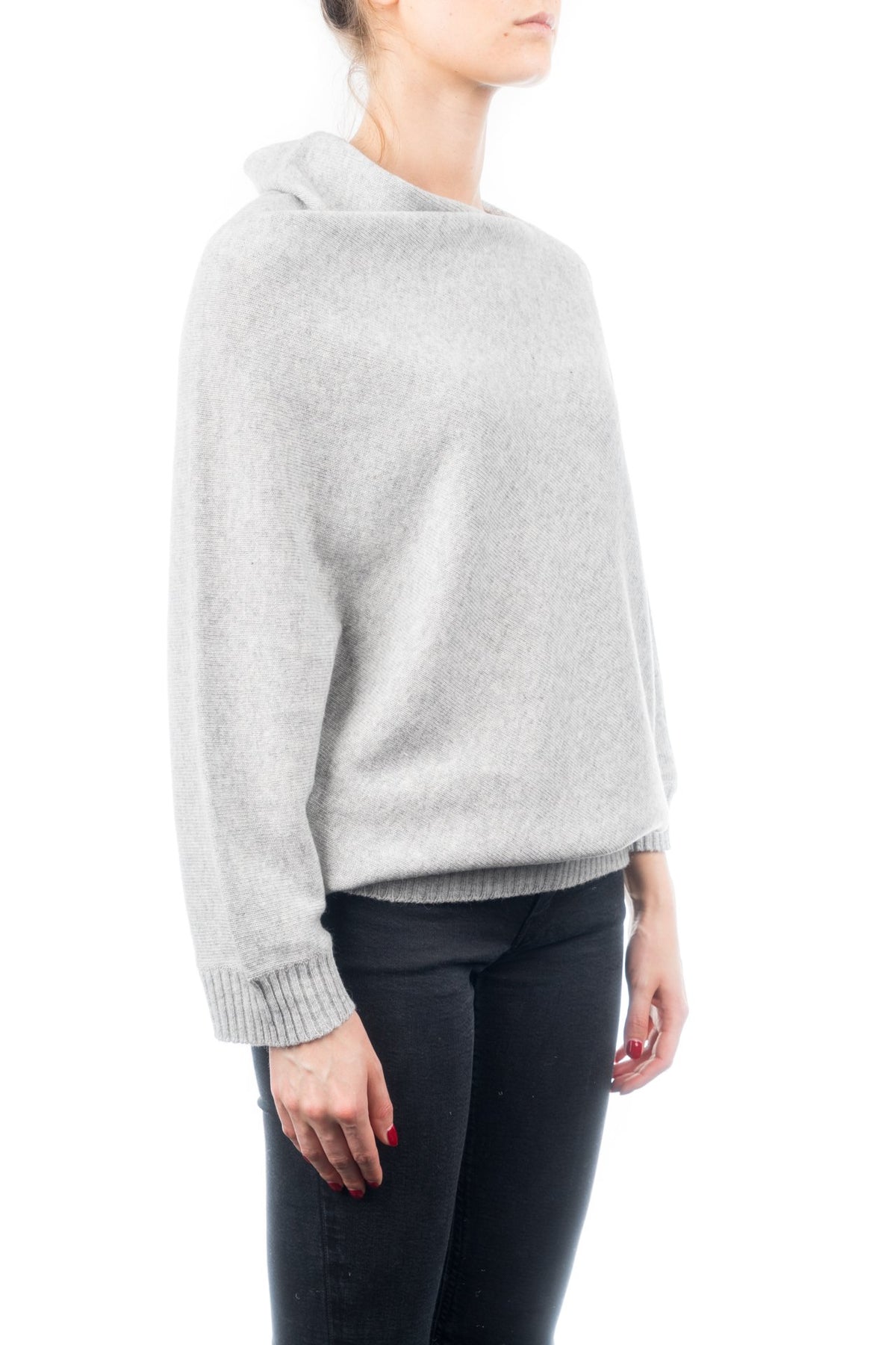 Poncho mit Ärmeln aus Kaschmirmischung, Farbe Grau, Ansicht 2 | Dalle Piane Cashmere