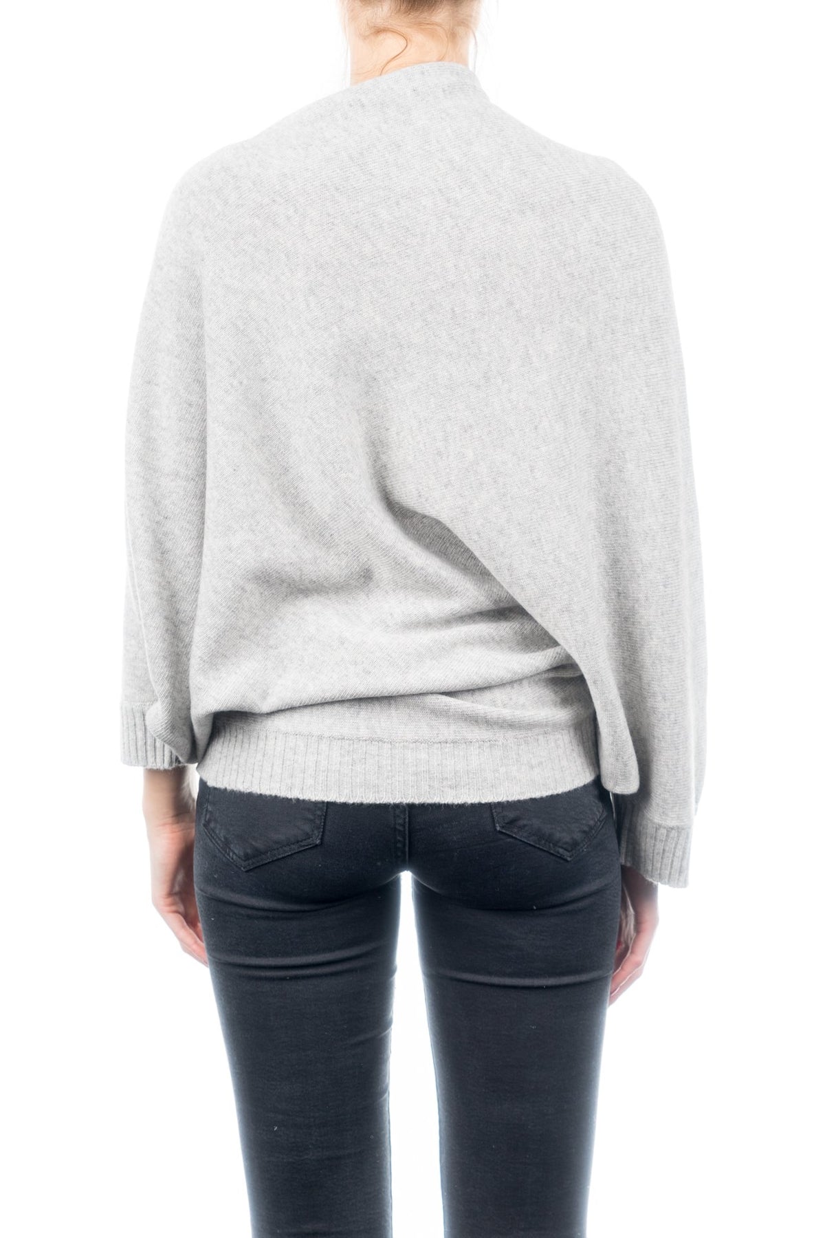 Poncho mit Ärmeln aus Kaschmirmischung, Farbe Grau, Ansicht 3 | Dalle Piane Cashmere