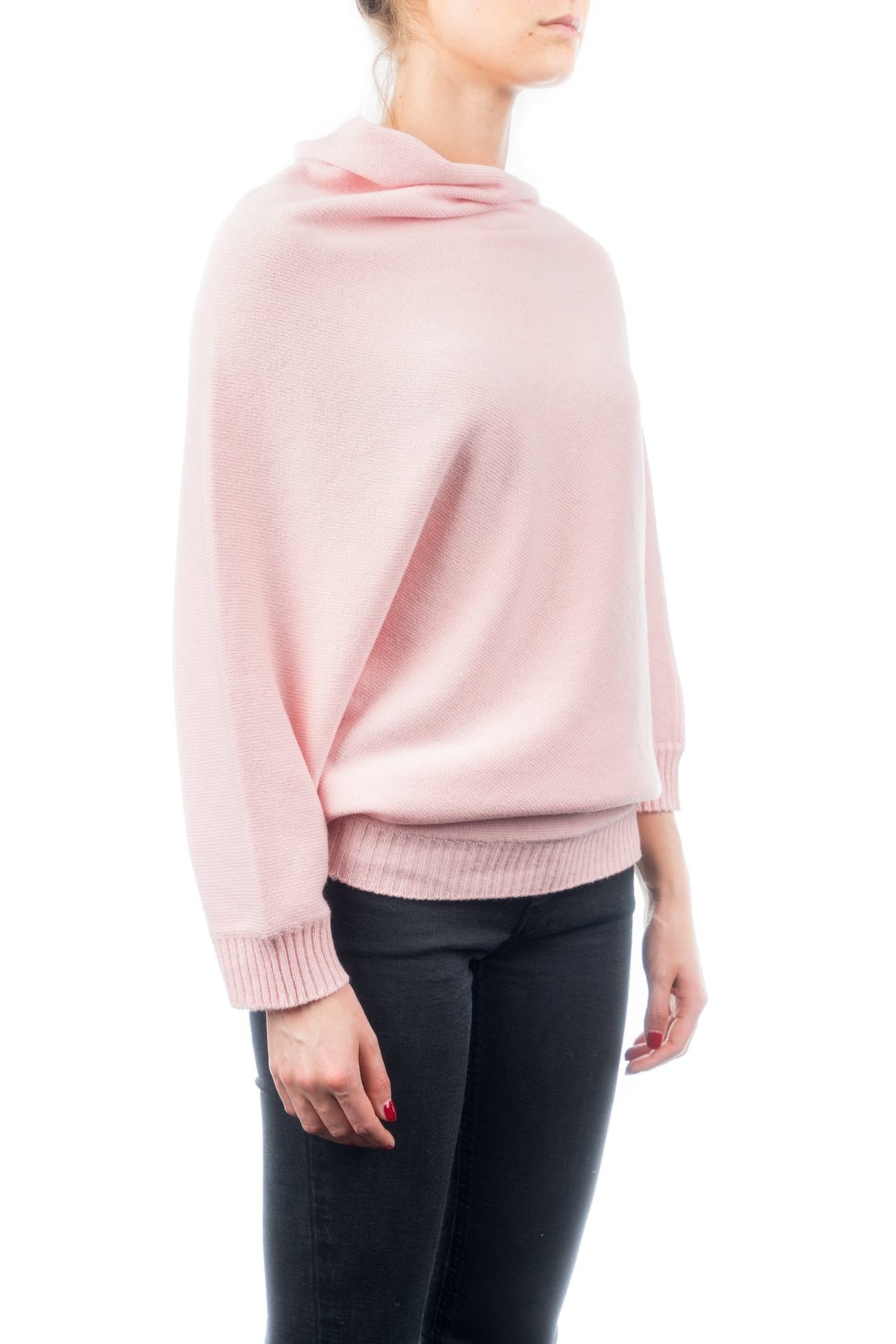 Poncho mit Ärmeln aus Kaschmirmischung, Farbe Rosa, Ansicht 2 | Dalle Piane Cashmere