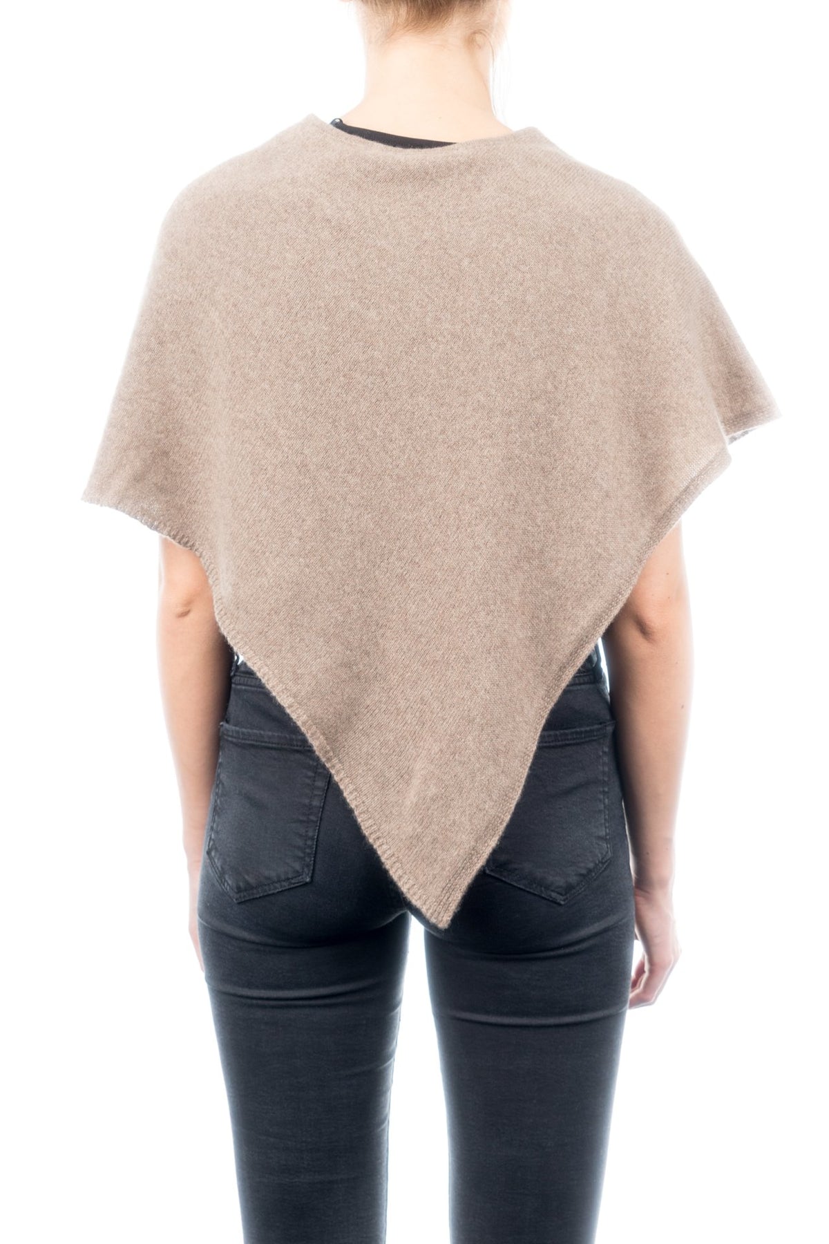 Kurzer Poncho 100 % Kaschmir, Farbe Nerz, Ansicht 3 | Dalle Piane Cashmere