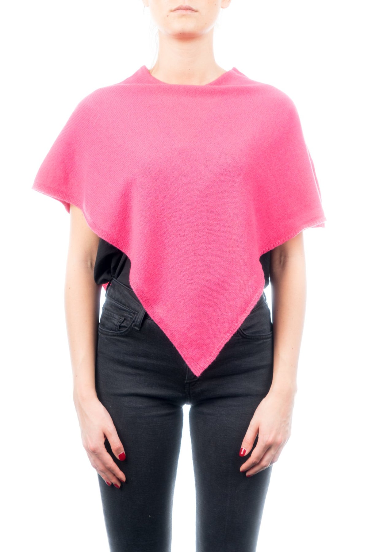 Kurzer Poncho 100 % Kaschmir, Farbe Fuchsia | Dalle Piane Cashmere