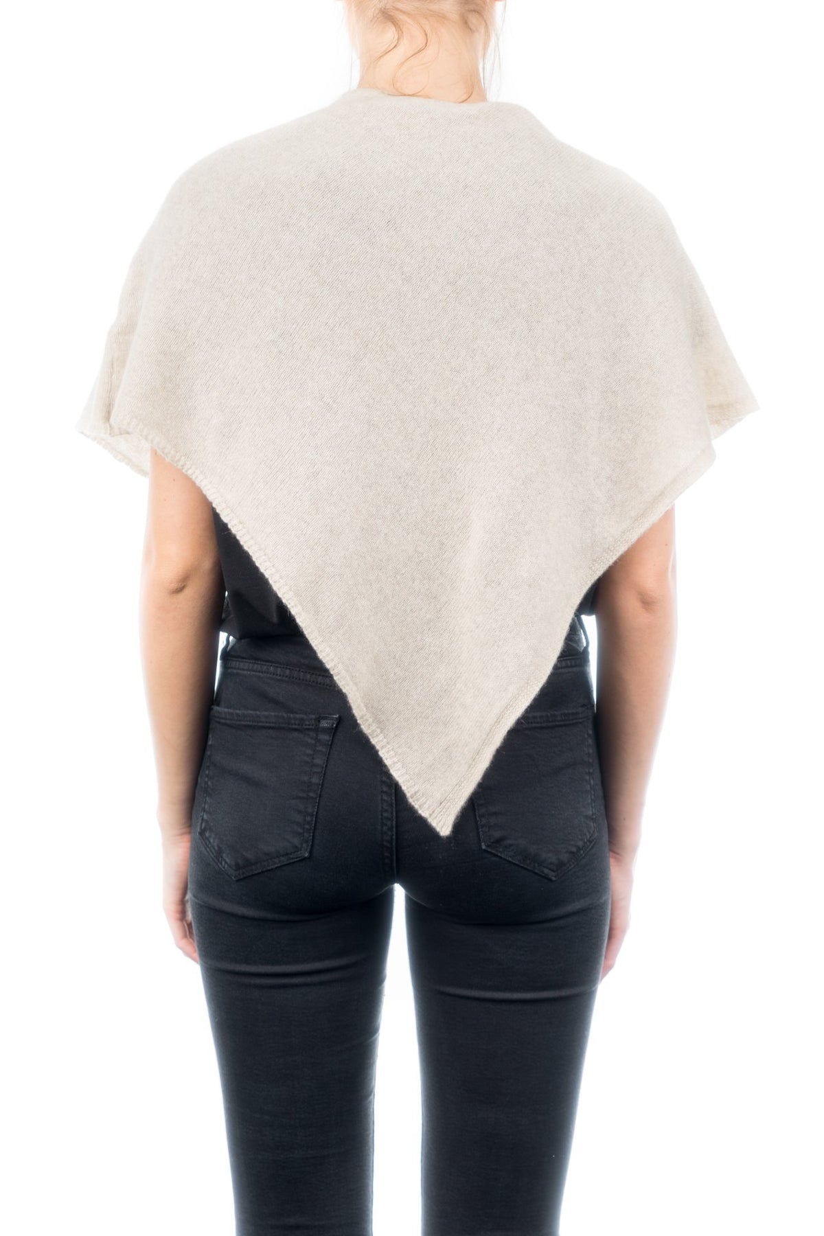 Kurzer Poncho 100 % Kaschmir, Farbe Beige, Ansicht 3 | Dalle Piane Cashmere