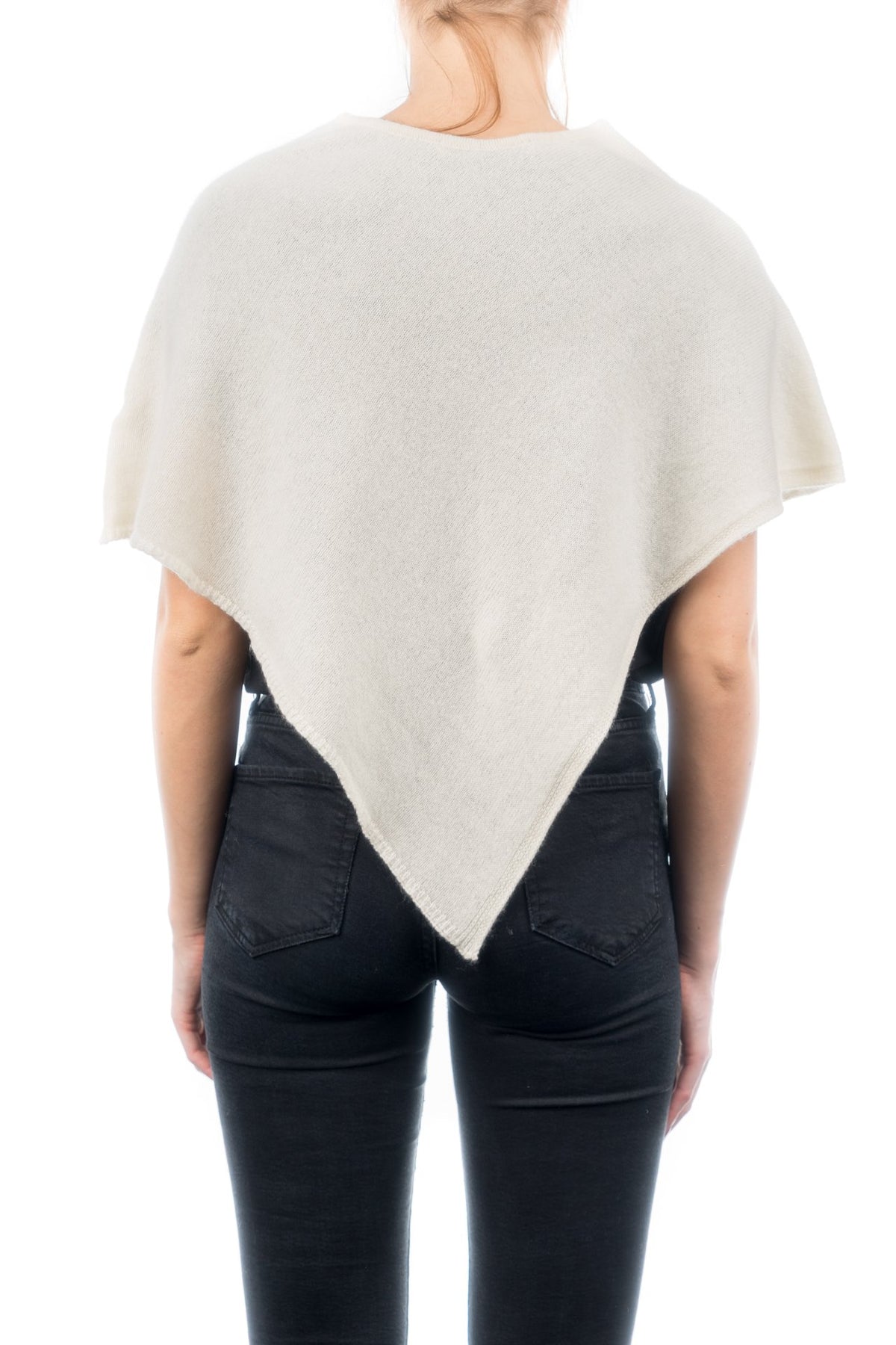 Kurzer Poncho 100 % Kaschmir, Farbe Creme, Ansicht 3 | Dalle Piane Cashmere