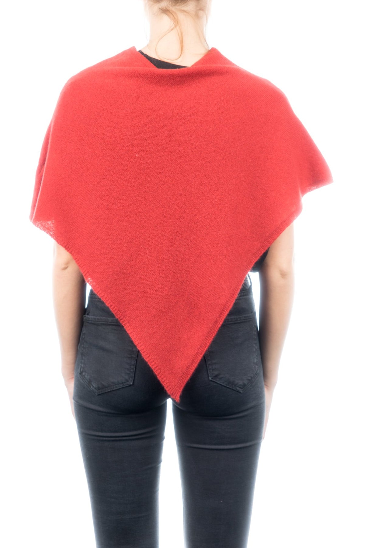 Kurzer Poncho 100 % Kaschmir, Farbe Rot, Ansicht 3 | Dalle Piane Cashmere