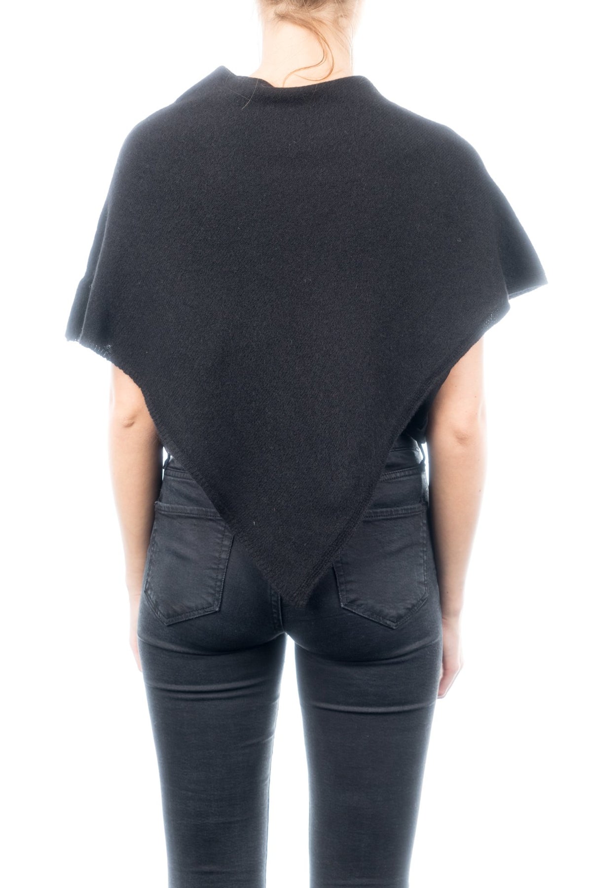 Kurzer Poncho 100 % Kaschmir, Farbe Schwarz, Ansicht 3 | Dalle Piane Cashmere