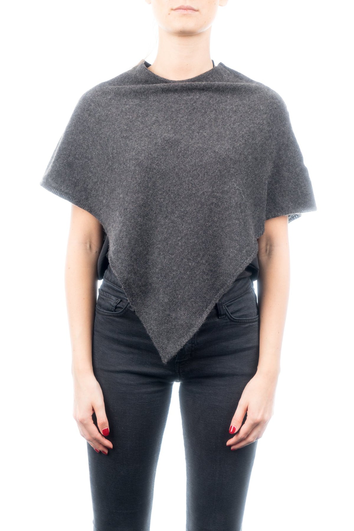 Kurzer Poncho 100 % Kaschmir, Farbe Anthrazit | Dalle Piane Cashmere