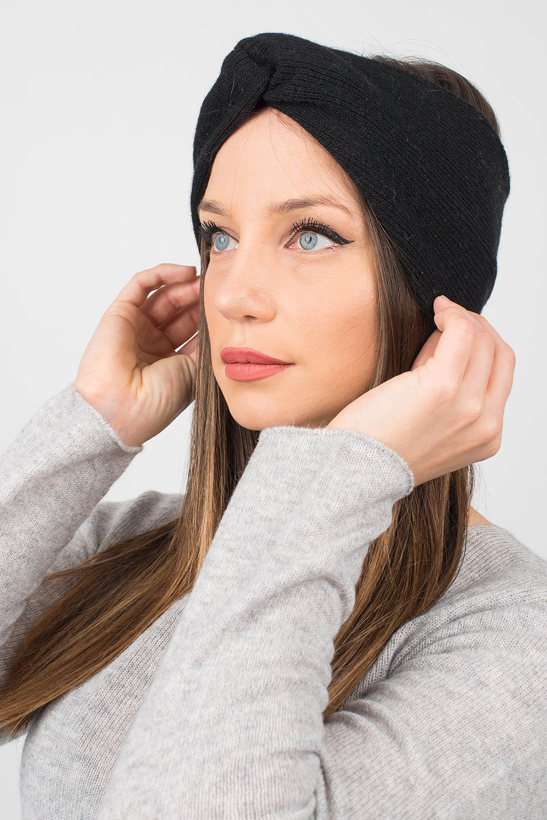 Haarband aus Kaschmir-Mischgewebe, Farbe Schwarz, Ansicht 2 | Dalle Piane Cashmere