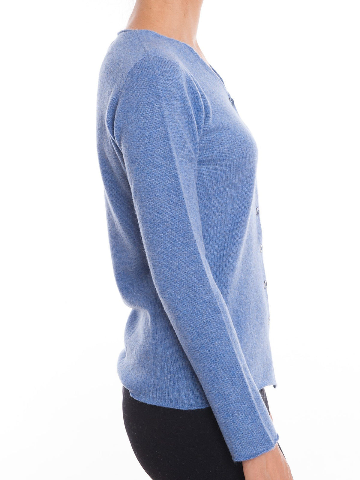 Strickjacke aus 100 % Kaschmir, Farbe Hellblau, Ansicht 3 | Dalle Piane Cashmere