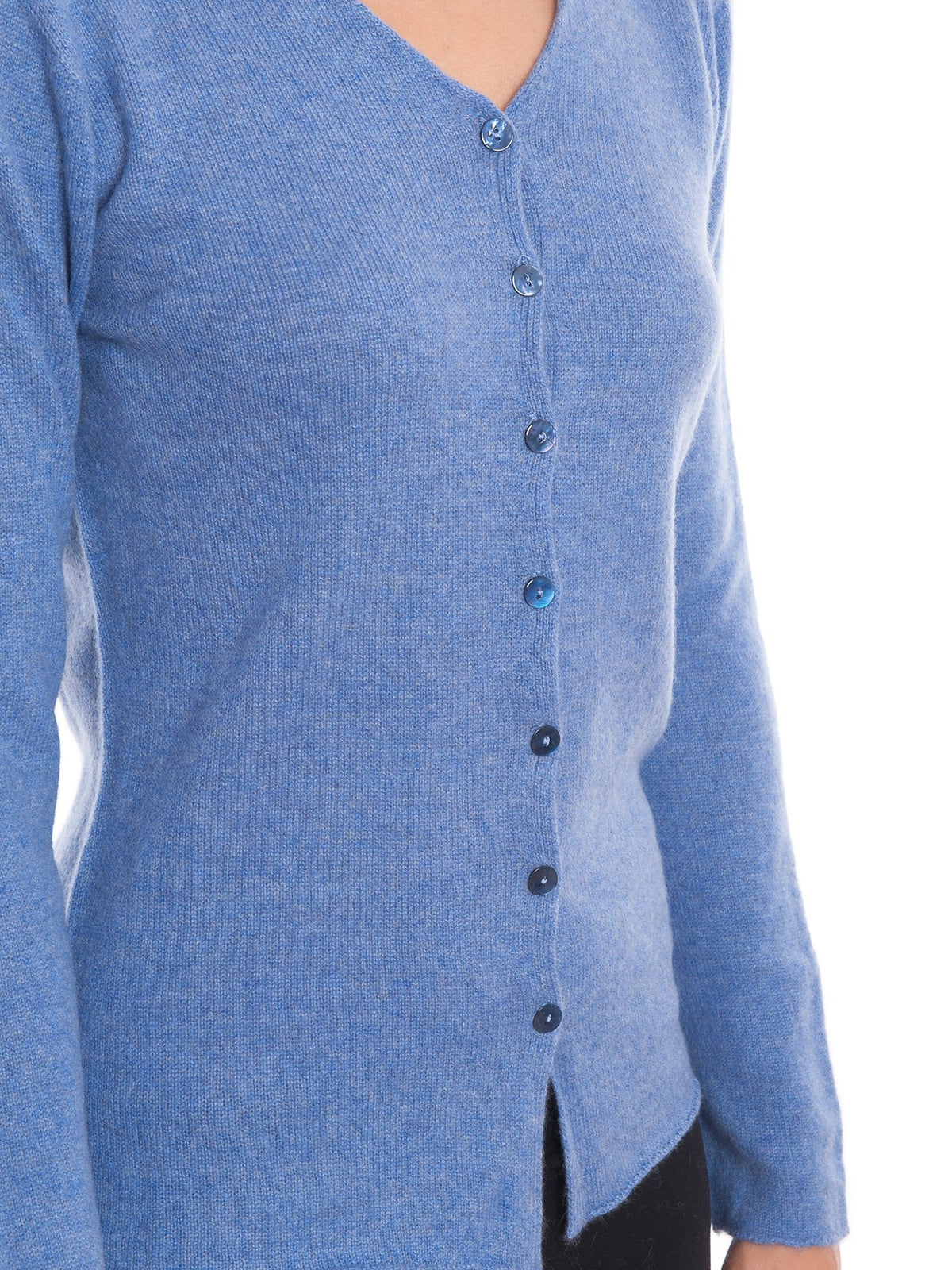 Strickjacke aus 100 % Kaschmir, Farbe Hellblau, Ansicht 2 | Dalle Piane Cashmere
