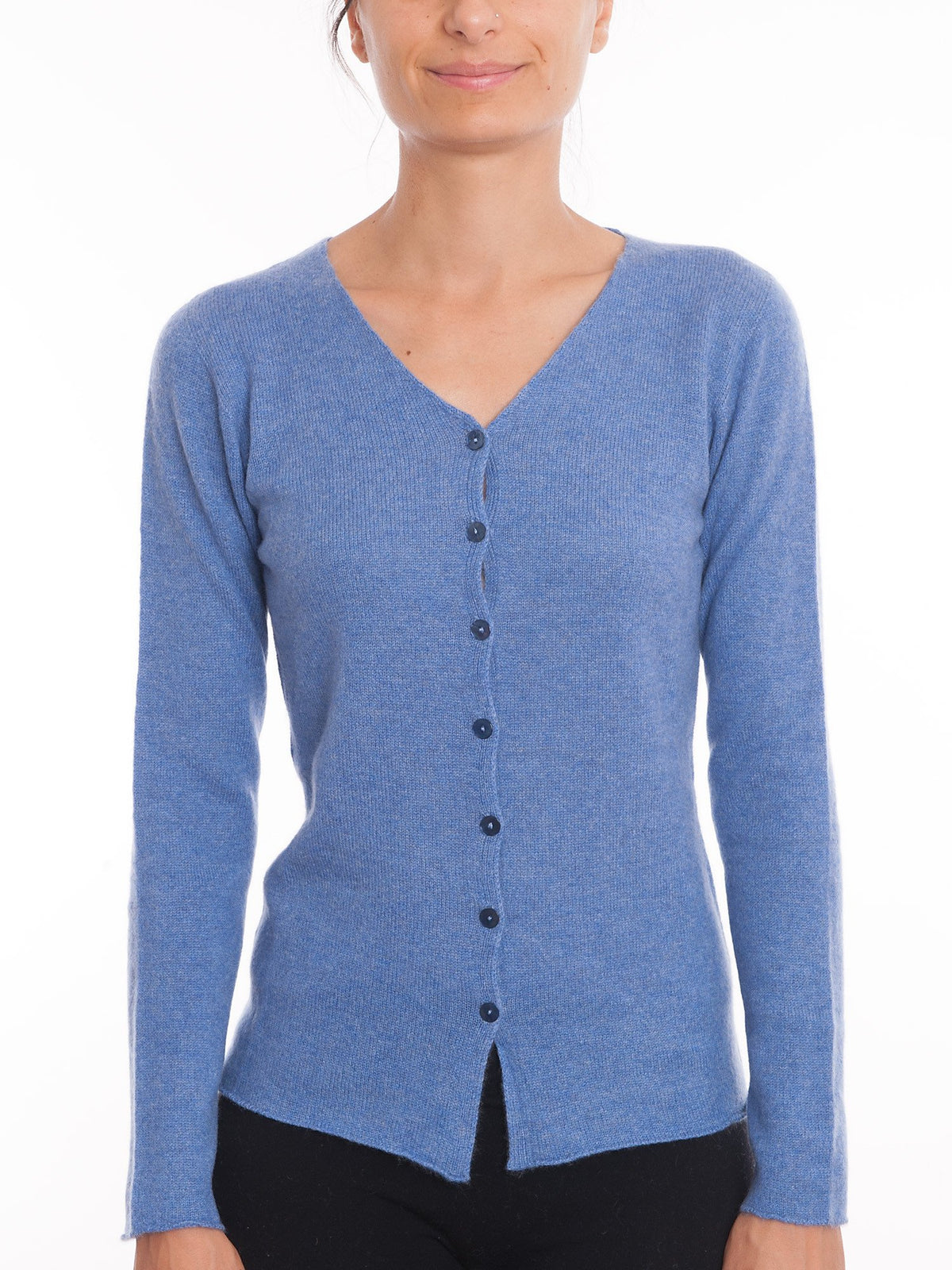 Strickjacke aus 100 % Kaschmir, Farbe Hellblau | Dalle Piane Cashmere