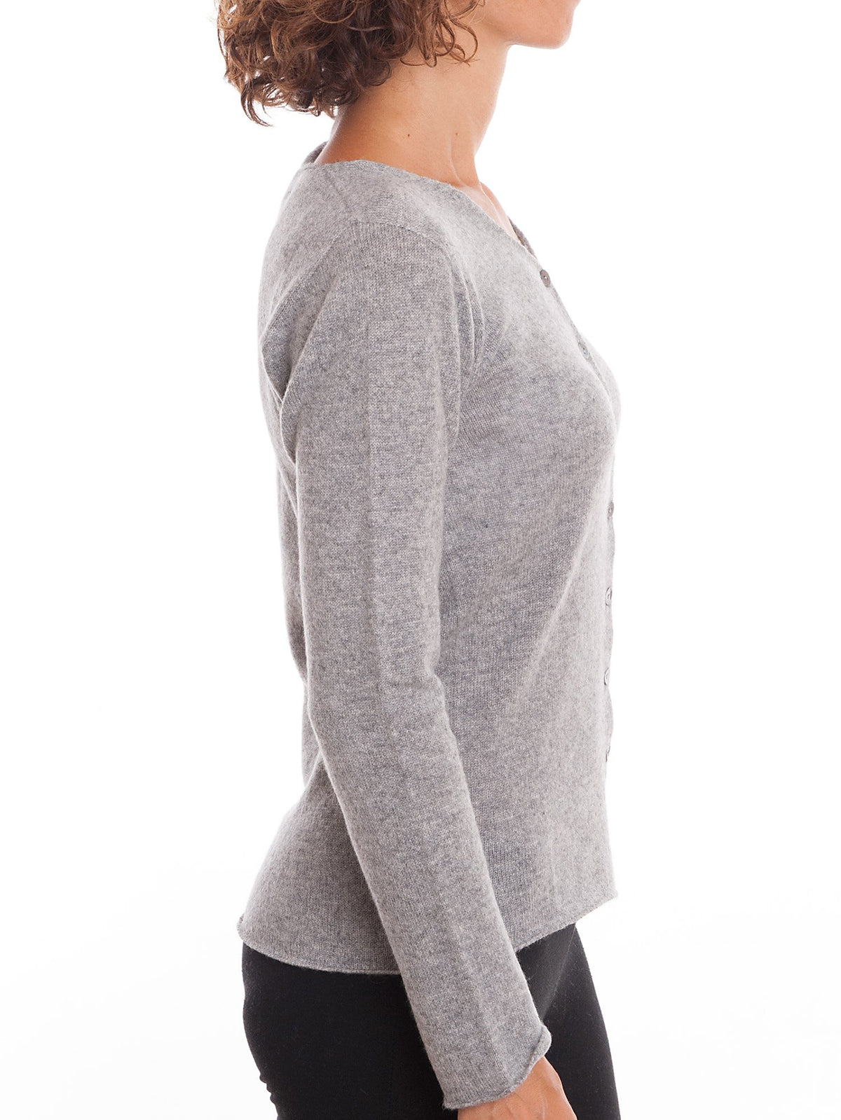 Strickjacke aus 100 % Kaschmir, Farbe Grau, Ansicht 3 | Dalle Piane Cashmere
