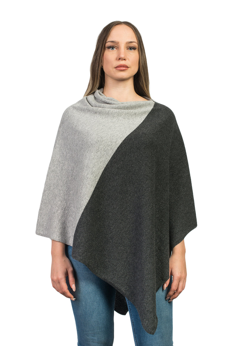 Poncho zweifarbig 100% Kaschmir