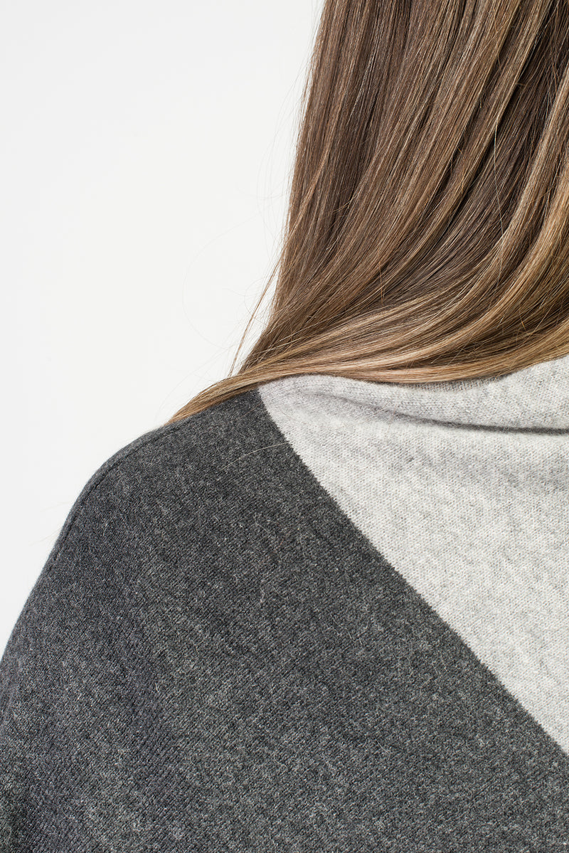 Poncho zweifarbig 100% Kaschmir