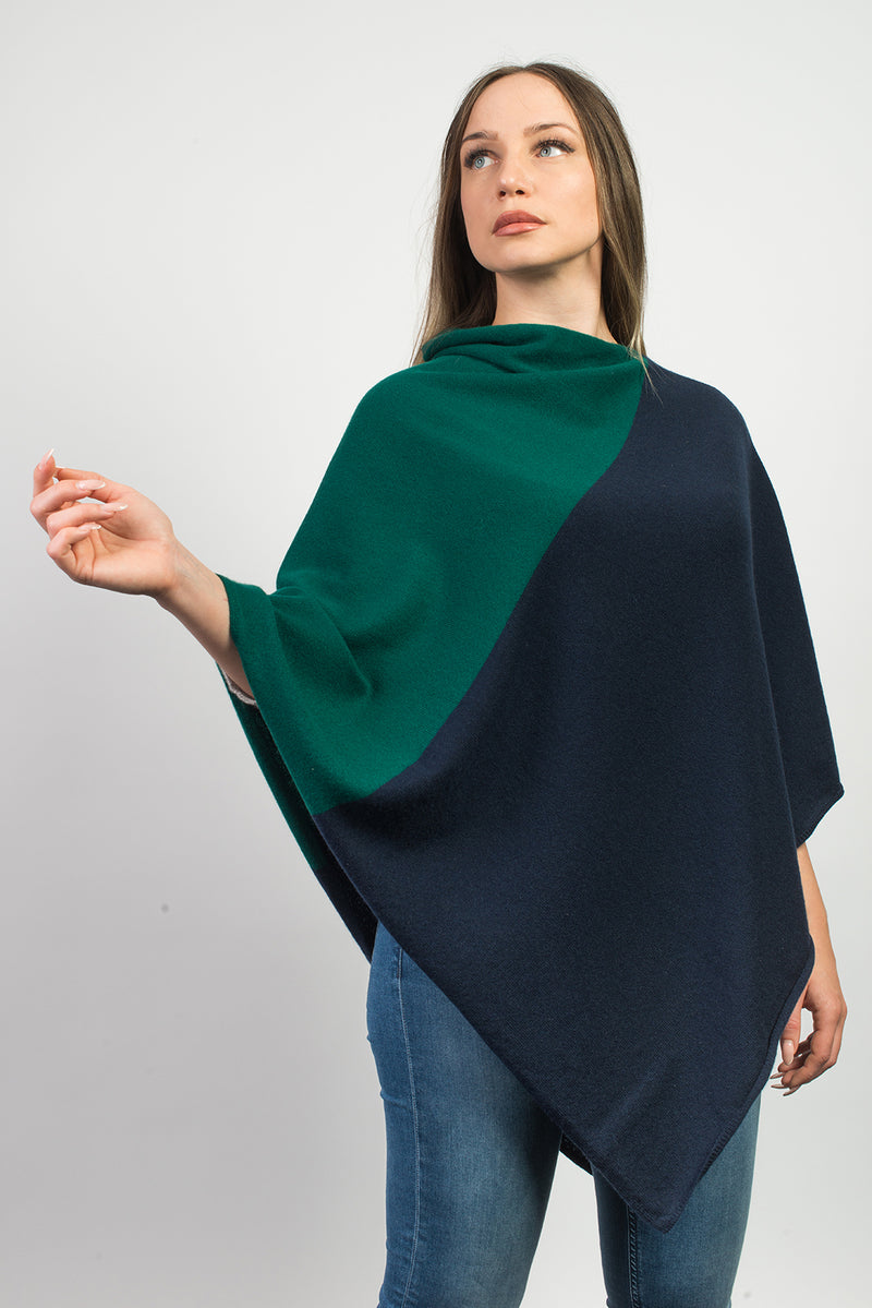 Poncho zweifarbig 100% Kaschmir
