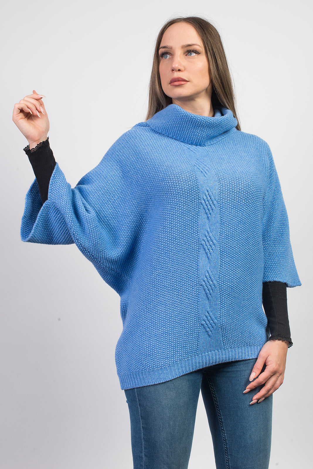 Fledermauspullover aus Kaschmirmischung mit Zopfmuster, Farbe Rosa, Ansicht 2 | Dalle Piane Cashmere