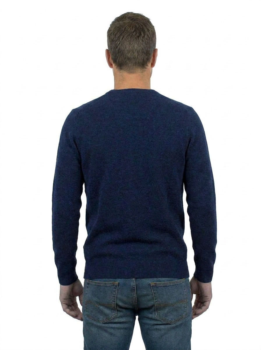 Rundhals 100 % Baumwolle, Farbe Blau, Ansicht 4 | Dalle Piane Cashmere