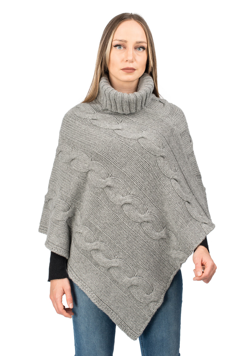 Poncho mit Rollkragen und Zöpfen | Dalle Piane Cashmere