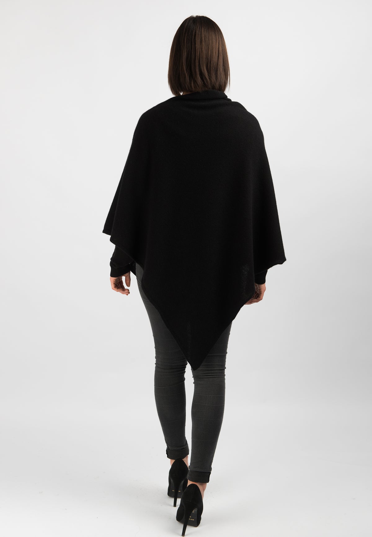 Poncho 100 % Kaschmir, Farbe Schwarz, Ansicht 3 | Dalle Piane Cashmere