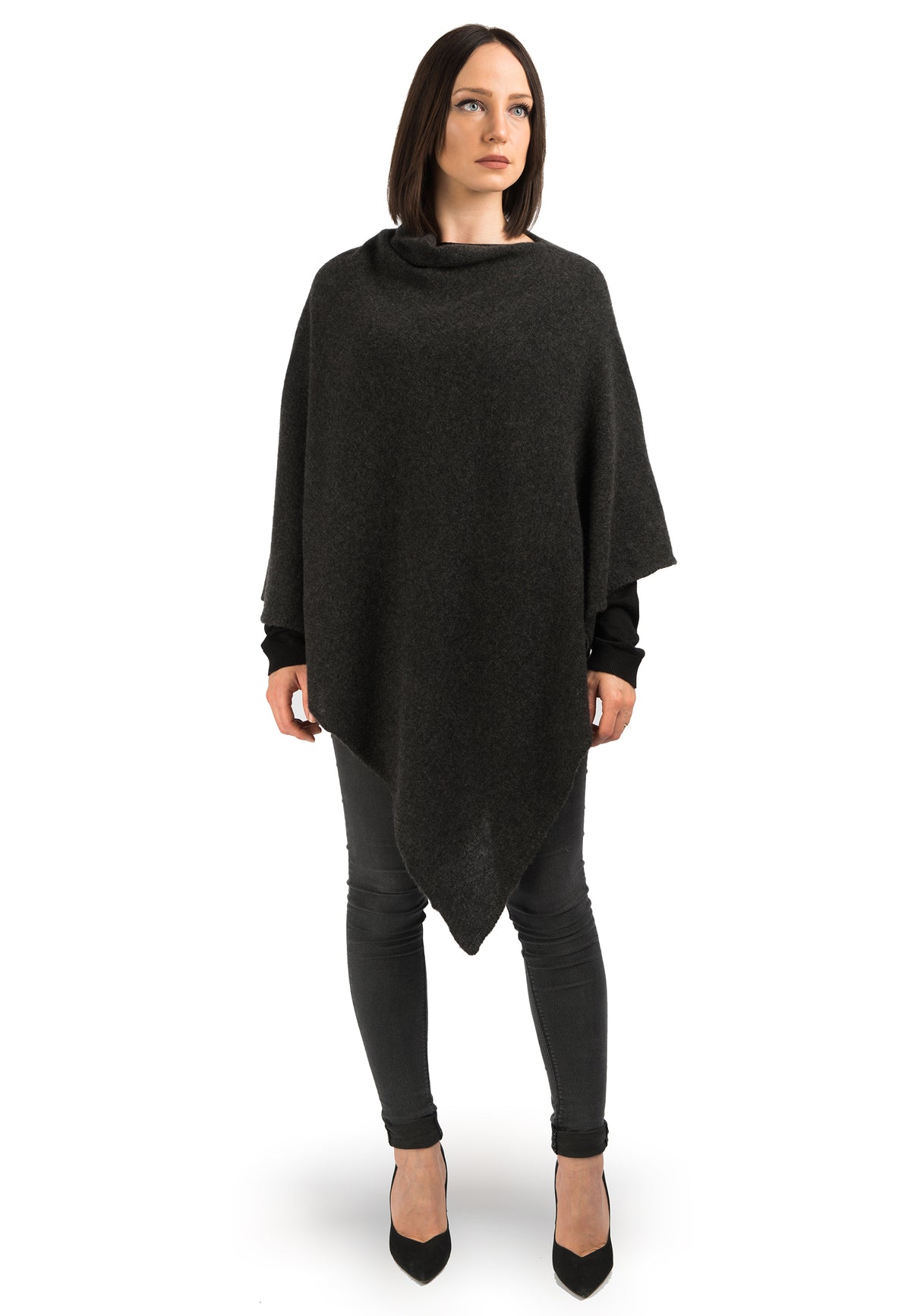 Poncho 100 % Kaschmir, Farbe Anthrazit | Dalle Piane Cashmere