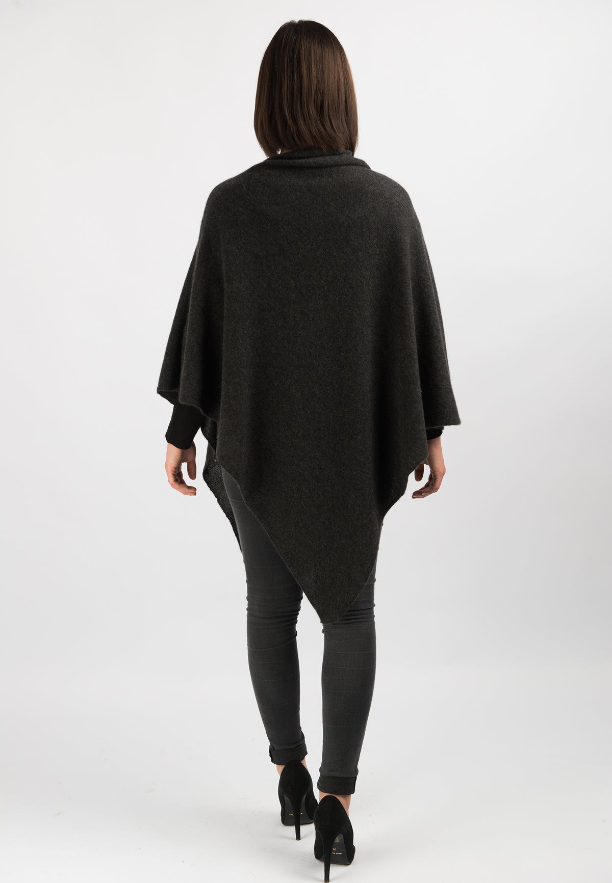 Poncho 100 % Kaschmir, Farbe Anthrazit, Ansicht 3 | Dalle Piane Cashmere