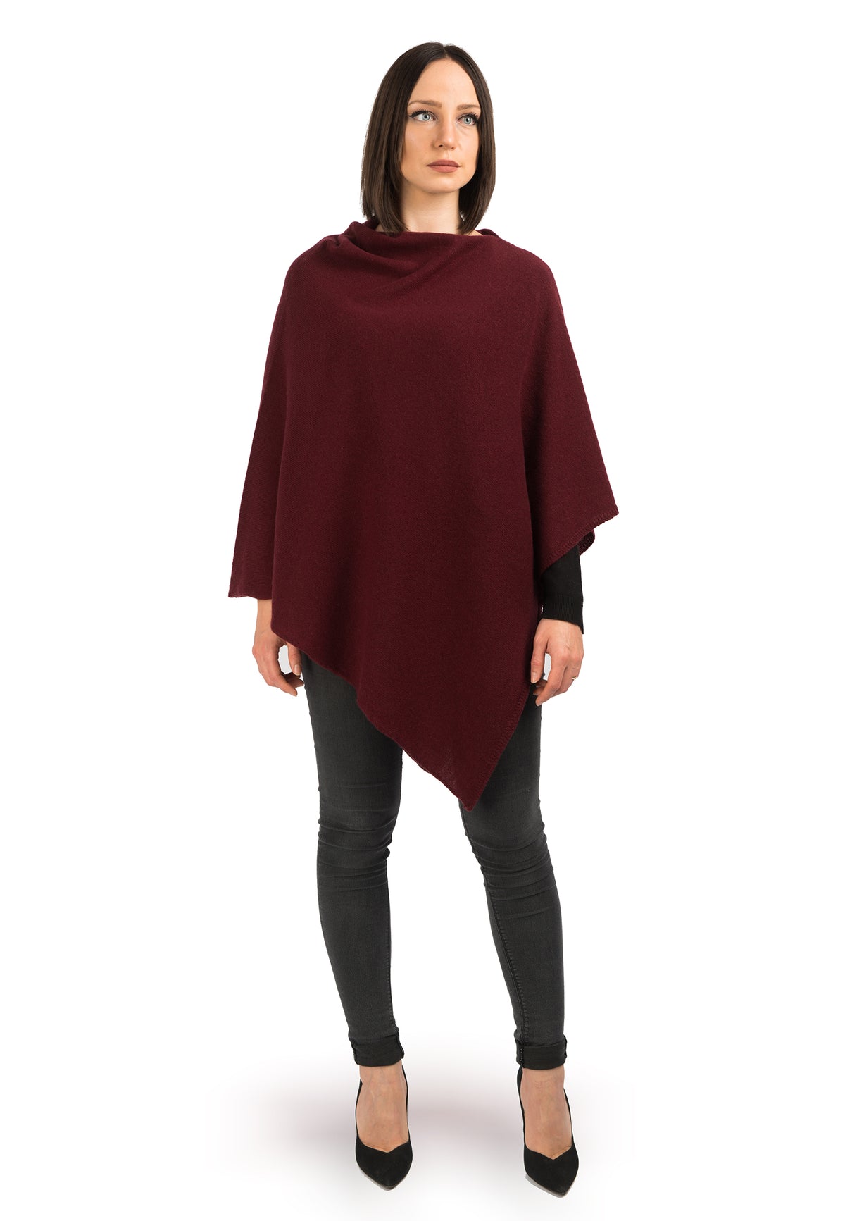 Poncho 100 % Kaschmir, Farbe Bordeaux | Dalle Piane Cashmere