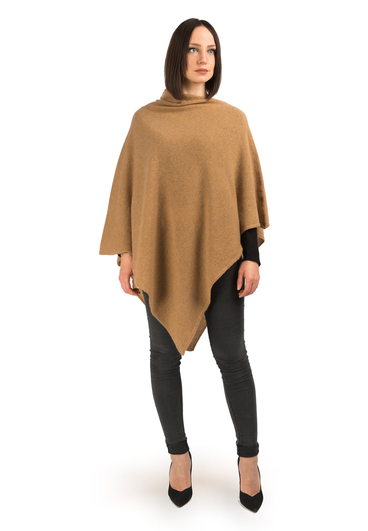 Poncho 100 % Kaschmir, Farbe Kamel | Dalle Piane Cashmere