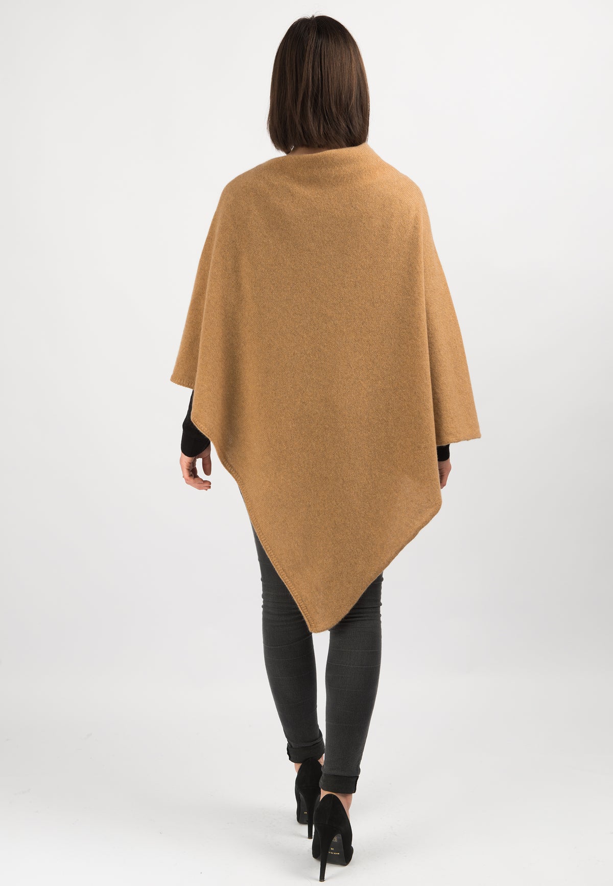 Poncho 100 % Kaschmir, Farbe Kamel, Ansicht 3 | Dalle Piane Cashmere