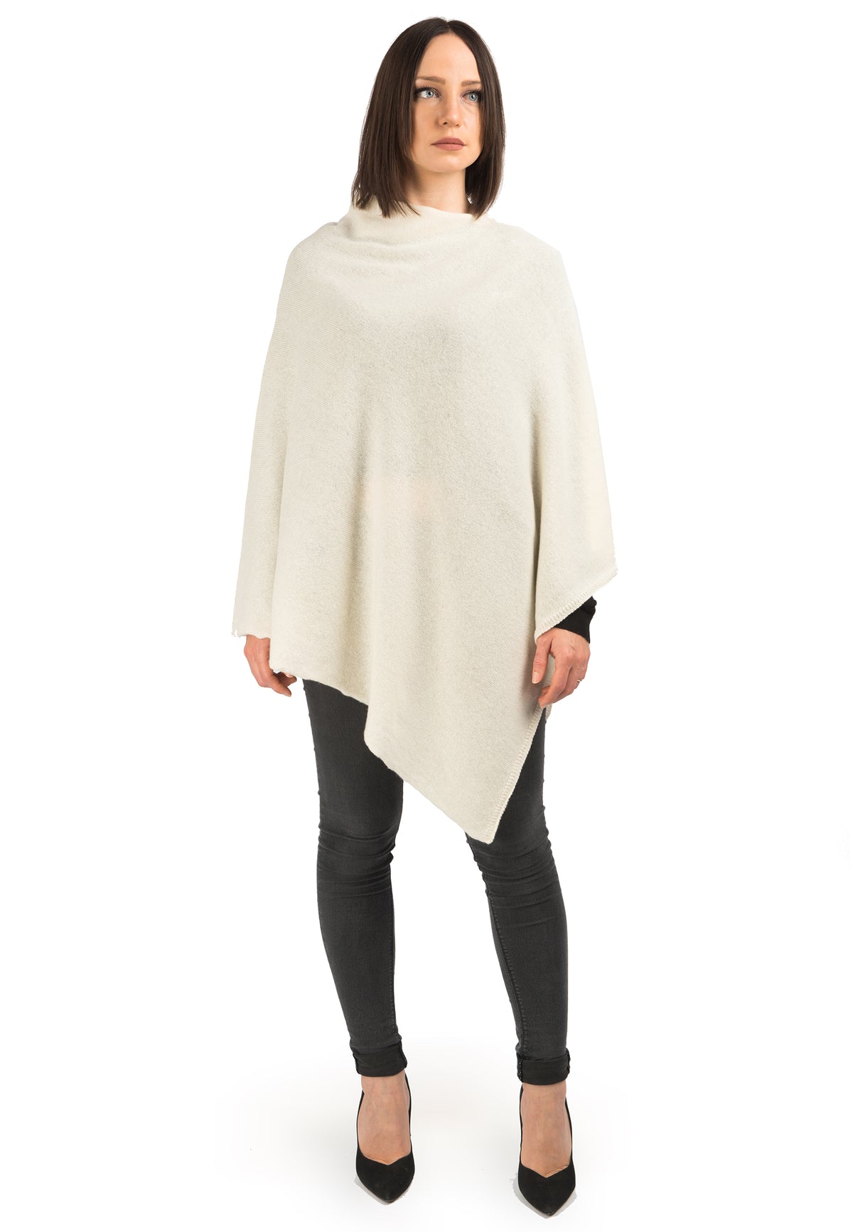Poncho 100 % Kaschmir, Farbe Creme | Dalle Piane Cashmere