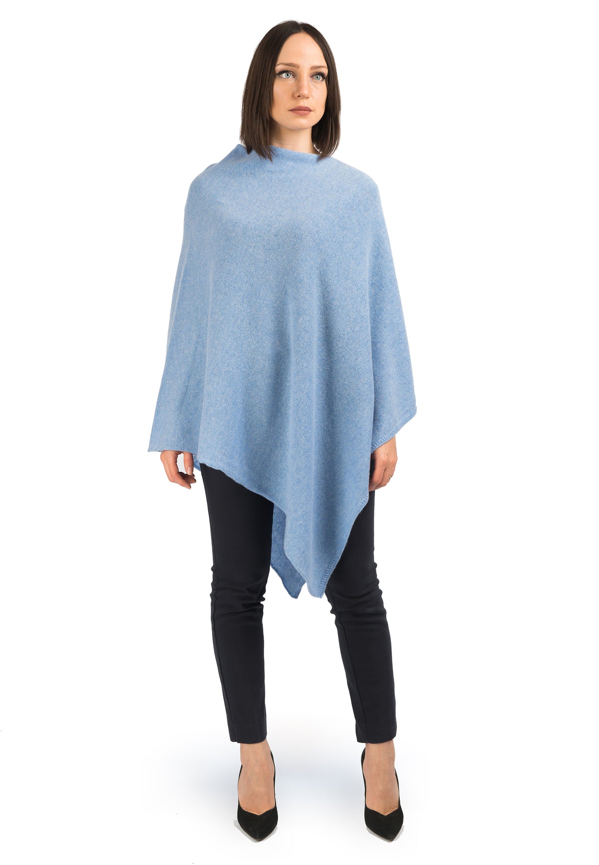 Poncho 100 % Kaschmir, Farbe Himmel | Dalle Piane Cashmere