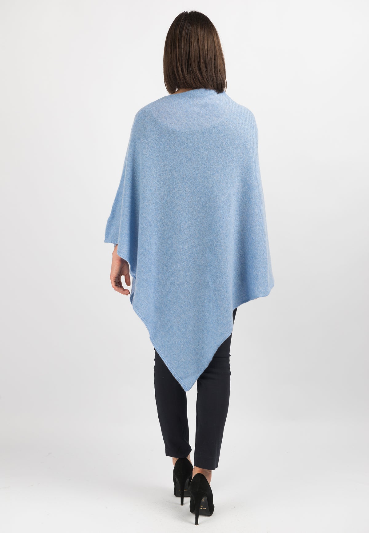 Poncho 100 % Kaschmir, Farbe Himmel, Ansicht 3 | Dalle Piane Cashmere
