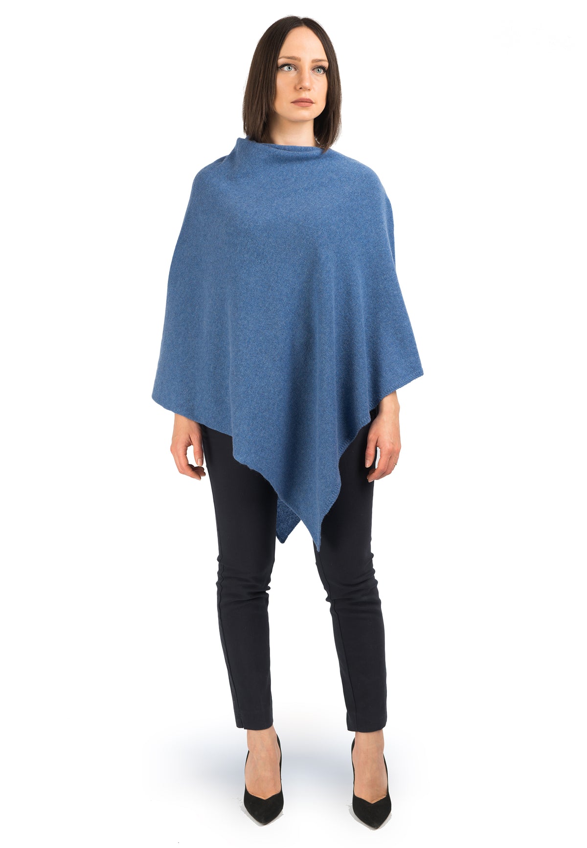 Poncho 100 % Kaschmir, Farbe Hellblau | Dalle Piane Cashmere