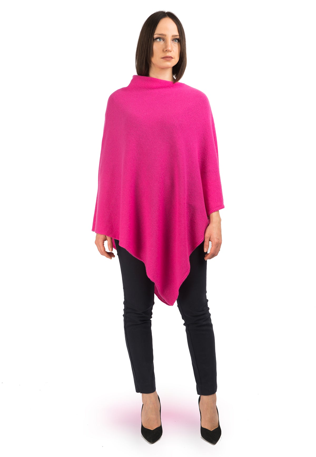 Poncho 100 % Kaschmir, Farbe Fuchsia | Dalle Piane Cashmere